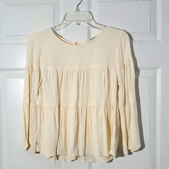 Madewell Tiered Button Back Cream Color Top S - Picture 1 of 11